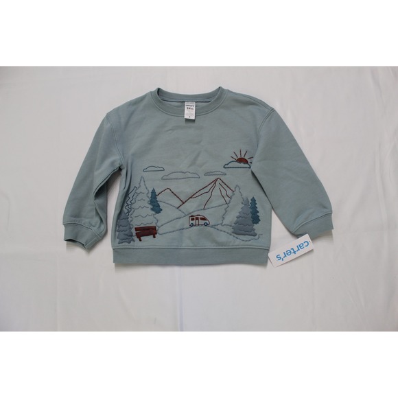 Carter's Other - Carters Toddler Boys Blue Mountain Adventure Embroidered Sweatshirt 24M NEW